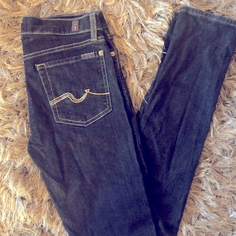 NWOT 7 for All Mankind Roxanne Skinny Stretch BLING Jeans 27